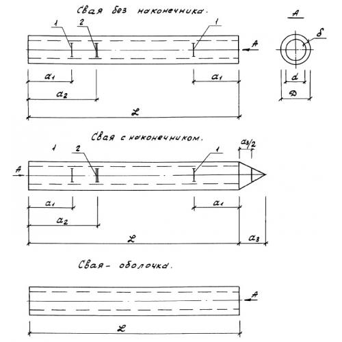 Свая полая круглого сечения 12000x800x600 мм СК12-80свн ГОСТ 19804.6-83